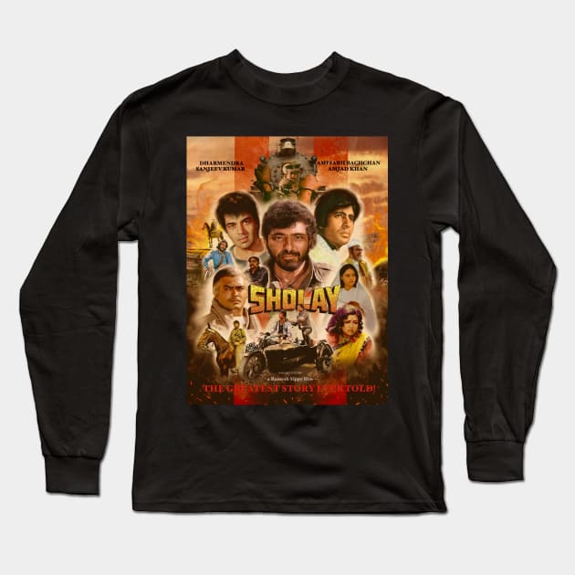 Sholay Long Sleeve T-Shirt by SAN ART STUDIO 